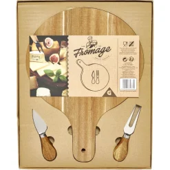 Planche à servir en bambou Ø25cm avec accessoires pour fromage x2^Gifi Hot