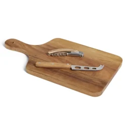 Planche de présentation avec couteau et tire-bouchon acacia 37x19cm^Gifi Outlet