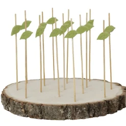 Planche support à pics apéritifs ronde en bois déco feuille^Gifi Clearance