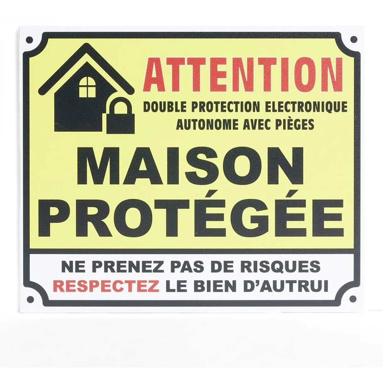 Gifi Plaque signalétique "Attention, maison protégée" - 24x20 cm