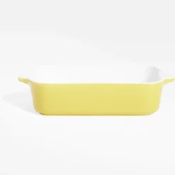 Plat à four en grès blanc et jaune 24x13,6xH5,5cm^Gifi Sale