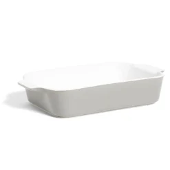 Plat à four en grès blanc et gris foncé 31x17xH6,2cm^Gifi New