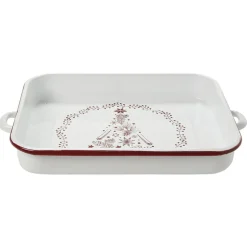 Plat à four émaillé Noël blanc et rouge^Gifi Hot