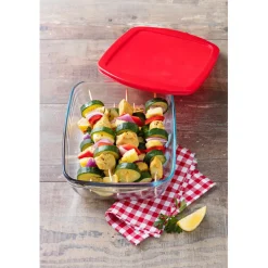 Plat à four rectangulaire en verre avec couvercle^Gifi Outlet