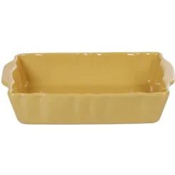 Plat à four rectangulaire jaune moutarde en grès^Gifi Outlet