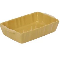 Plat à four rectangulaire jaune moutarde en grès^Gifi Outlet