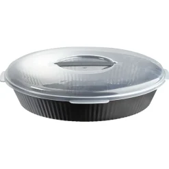 Plat à gâteau transportable forme rond gris^Gifi