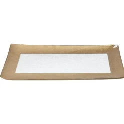 Plat à servir rectangulaire transparent et doré^Gifi Outlet