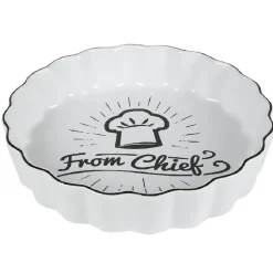 Plat à tarte blanc motif toque noire "From Chief"^Gifi Outlet