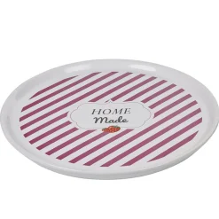Plat à tarte céramique blanc rayure rouge^Gifi Clearance