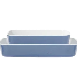 Plat cuisson rectangulaire exterieur bleu interieur blanc 1L 2L x2^Gifi Discount