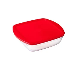 Plat de cuisson carré en verre avec couvercle en plastique 1 L^Gifi Hot