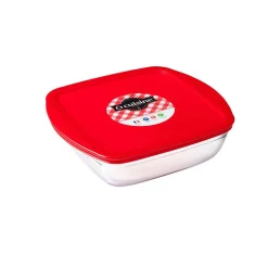 Plat de cuisson carré en verre avec couvercle en plastique 1 L^Gifi Hot