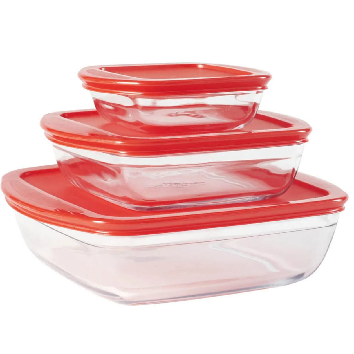 Plat en verre transparent Ôcuisine avec couvercle rouge x3^Gifi Best
