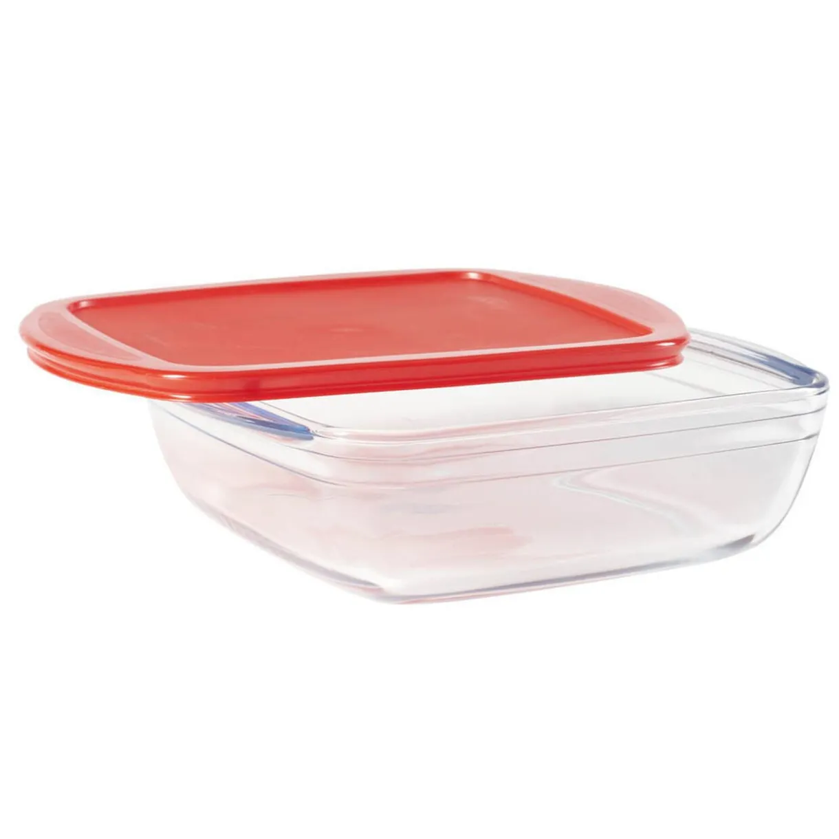 Plat en verre transparent Ôcuisine avec couvercle rouge x3^Gifi Best