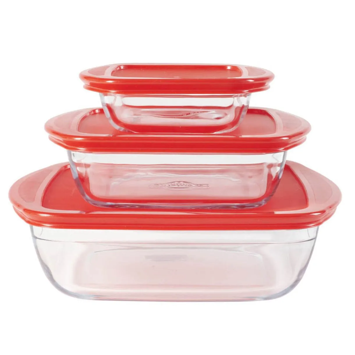 Plat en verre transparent Ôcuisine avec couvercle rouge x3^Gifi Best
