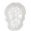 Plat Halloween tête de mort mexicaine en verre blanc 15x11xH2cm^Gifi New