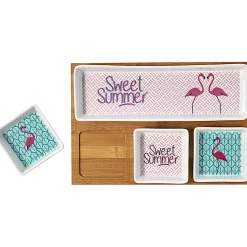 Plateau + 4 coupelles motif flamant rose^Gifi Outlet