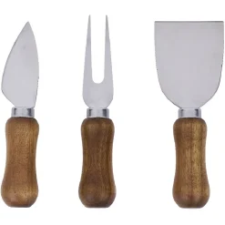 Plateau à fromage en bois avec 3 couteaux^Gifi Outlet
