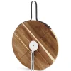 Plateau à pizza en bois avec roulette en acier^Gifi