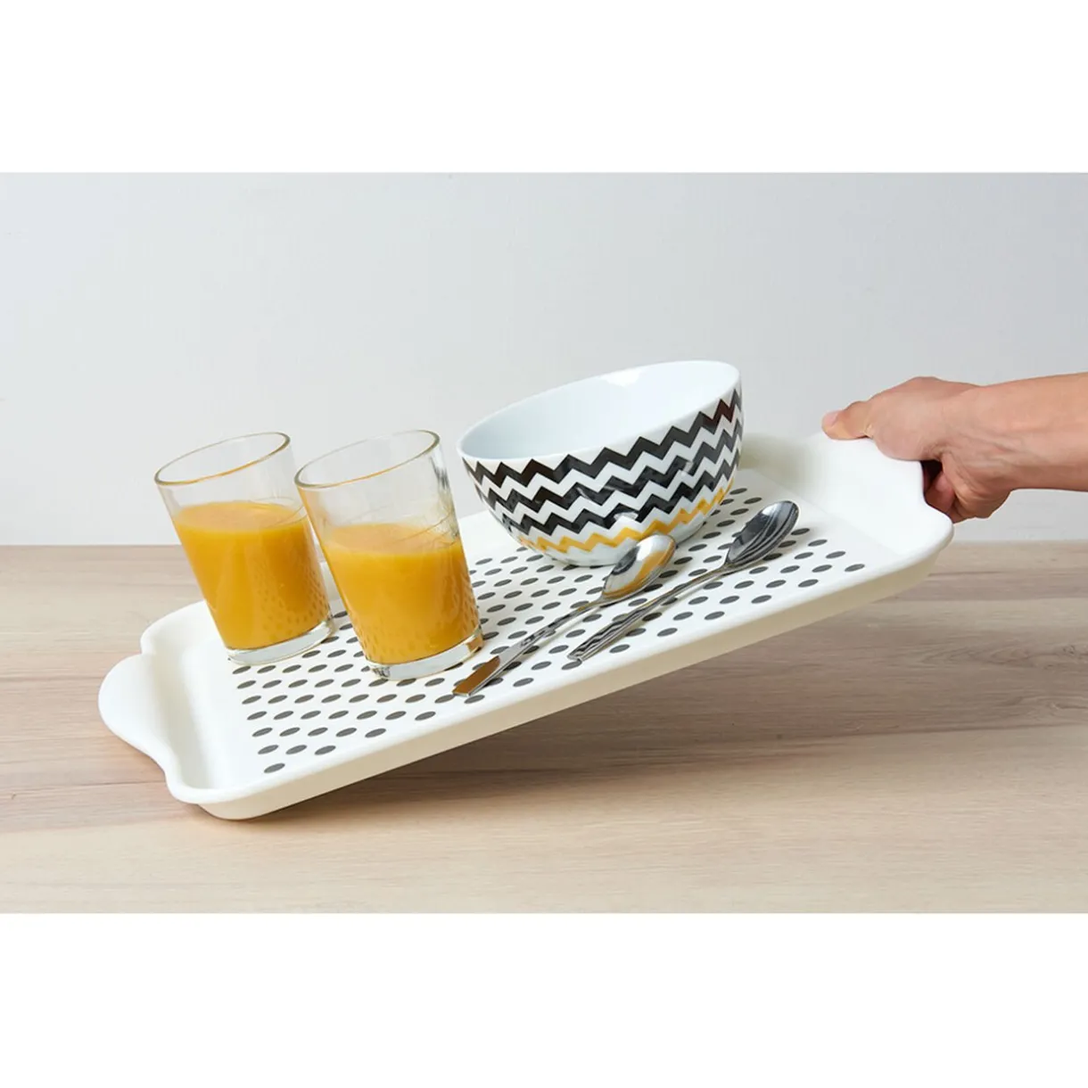 Plateau antidérapant blanc et gris^Gifi Outlet