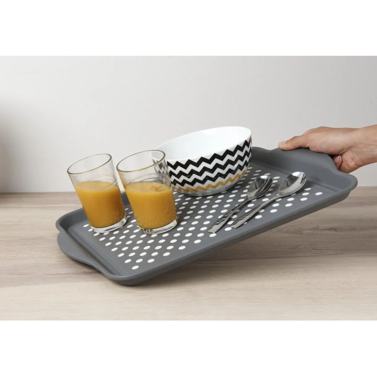 Plateau antidérapant gris et blanc^Gifi Clearance