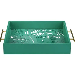 Plateau avec motif tropicaux découpe et fond en verre^Gifi Clearance