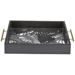 Plateau avec motif tropicaux découpe et fond en verre^Gifi Clearance