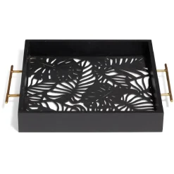 Plateau avec motif tropical ajouré et fond en verre^Gifi Sale