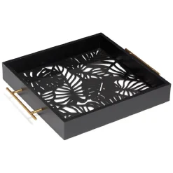 Plateau avec motif tropical ajouré et fond en verre^Gifi Sale