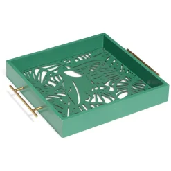 Plateau avec motif tropical ajouré et fond en verre^Gifi Sale