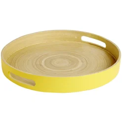 Plateau bambou contour coloré 35x35xH5cm^Gifi Clearance