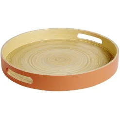 Plateau bambou contour coloré 35x35xH5cm^Gifi Clearance