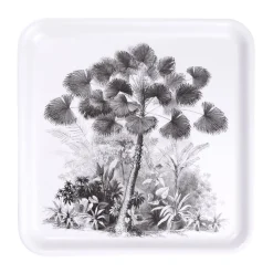 Plateau carré mélaminé motif arbre gris et blanc 33x33cm^Gifi Outlet
