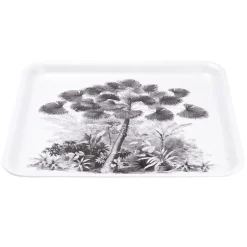 Plateau carré mélaminé motif arbre gris et blanc 33x33cm^Gifi Outlet