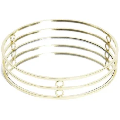 Plateau Ø19,5cm métal et verre doré^Gifi Discount