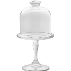 Plateau de présentation sur pied avec cloche Ø10cm verre transparent^Gifi Hot