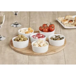 Plateau de service avec 6 coupelles blanches^Gifi Online