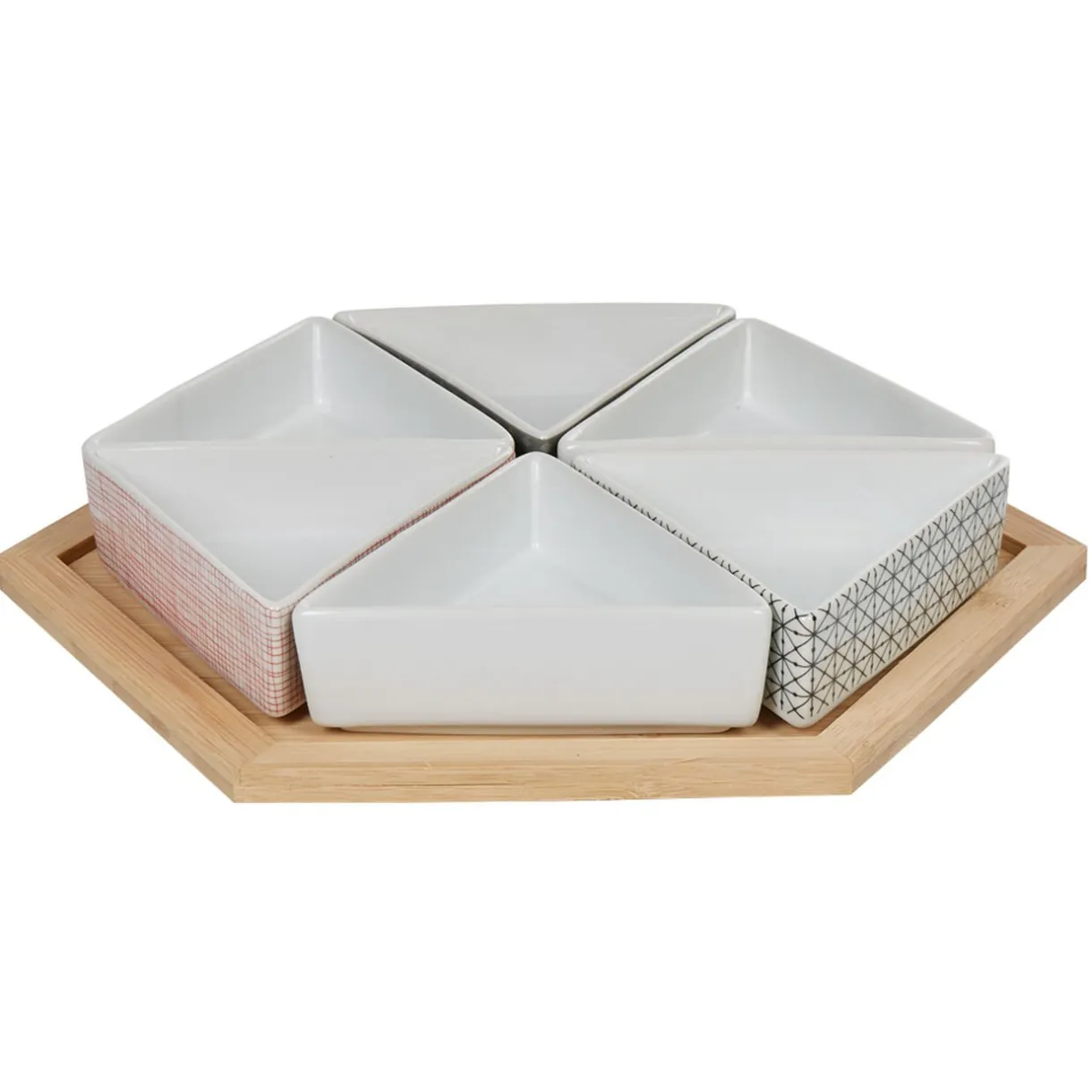 Plateau de service avec 6 coupelles triangles^Gifi