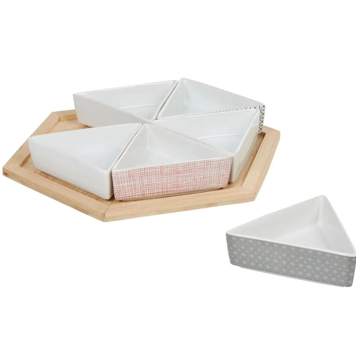 Plateau de service avec 6 coupelles triangles^Gifi