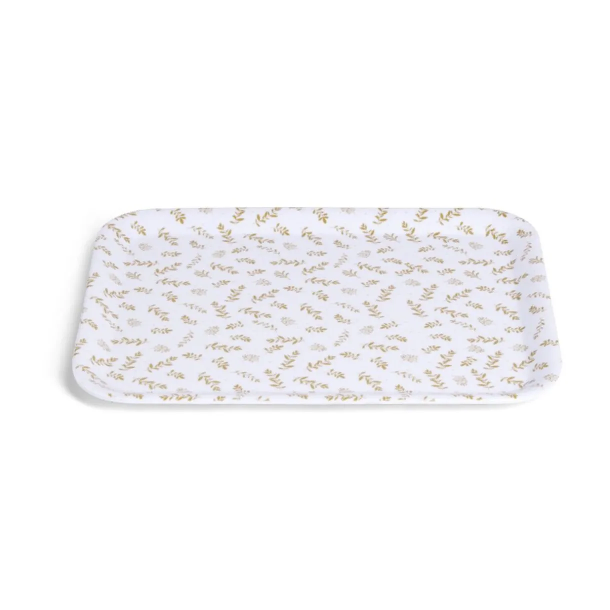 Plateau de service rectangulaire mélaminé blanc motif feuillage doré 21x28cm^Gifi Sale