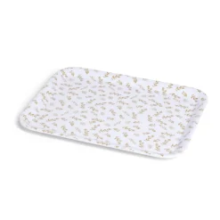 Plateau de service rectangulaire mélaminé blanc motif feuillage doré 21x28cm^Gifi Sale