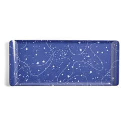 Plateau de service rectangulaire mélaminé bleu motif astral 18x37,5cm^Gifi