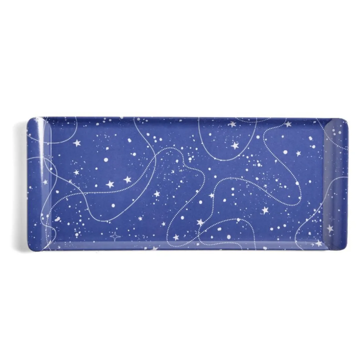 Plateau de service rectangulaire mélaminé bleu motif astral 18x37,5cm^Gifi