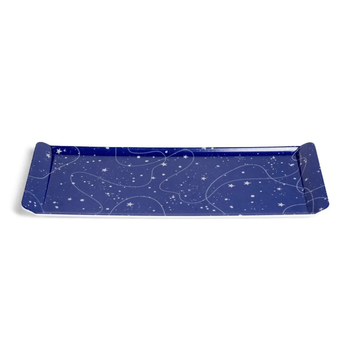 Plateau de service rectangulaire mélaminé bleu motif astral 18x37,5cm^Gifi