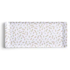 Plateau de service rectangulaire mélaminé blanc motif feuillage doré 18x37,5cm^Gifi New