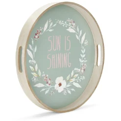 Plateau de service rond en bois Sun is shining^Gifi Best