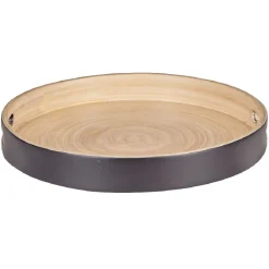 Plateau de service rond en bambou noir^Gifi Outlet