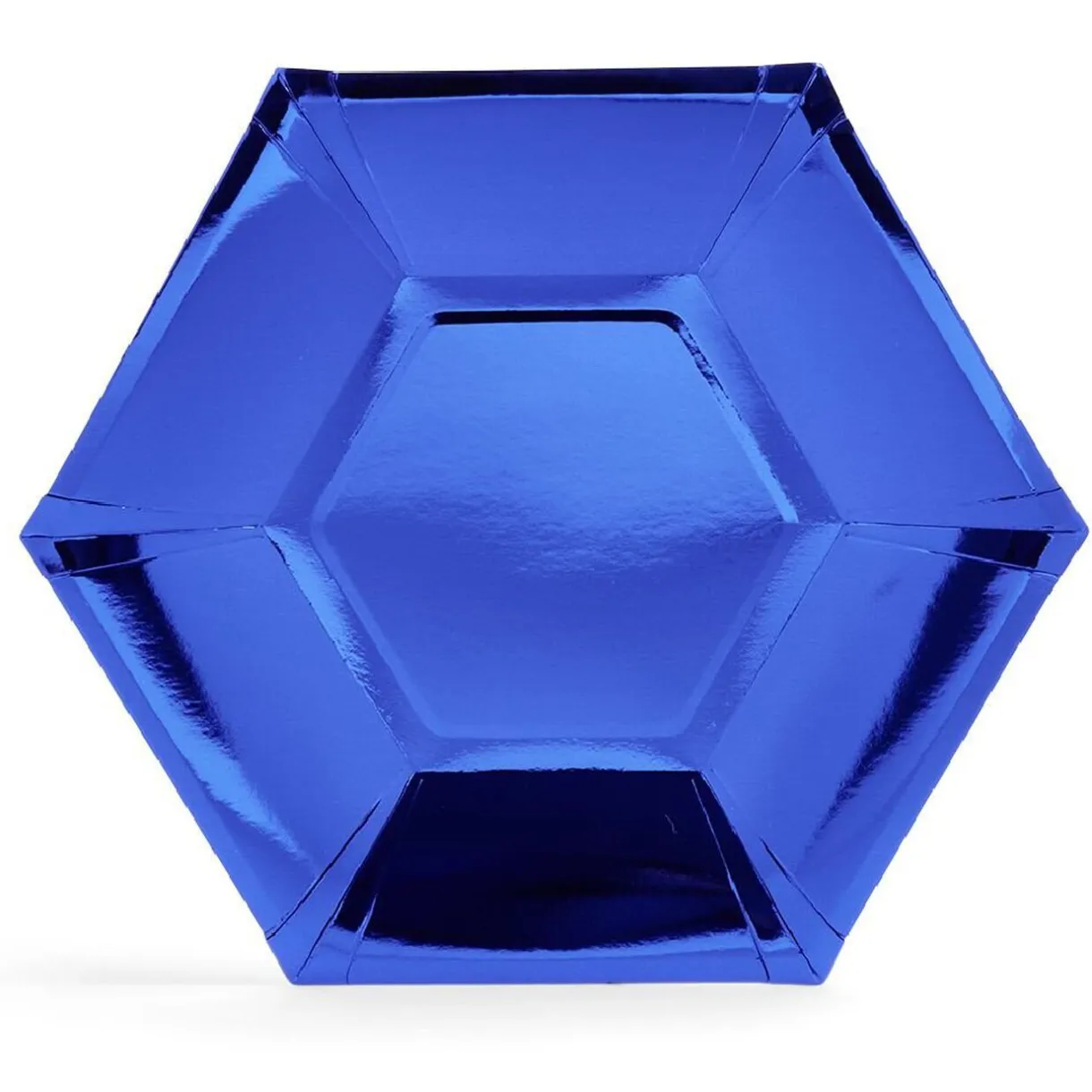 Plateau hexagonal carton bleu métallisé Ø26cm x10^Gifi Discount