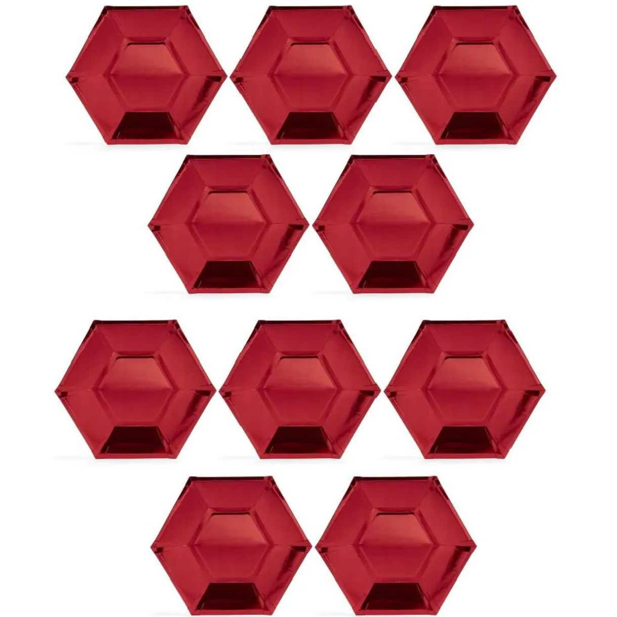 Plateau hexagonal carton rouge métallisé Ø26cm x10^Gifi Online